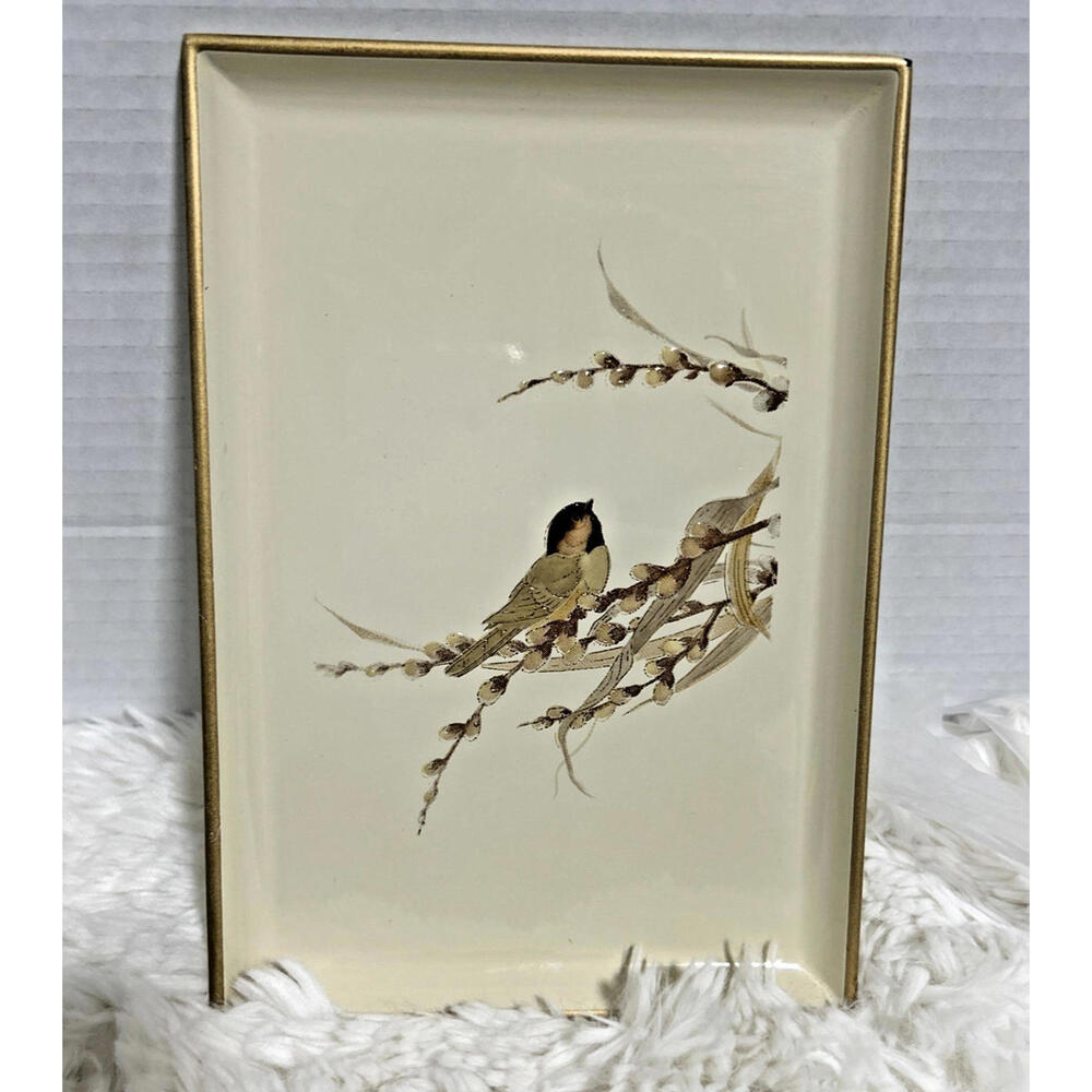 Vintage Otagiri Lacquerware Japanese Bird with Metallic Gold Detailing Trincket